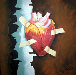 corazón pegado Oil Canvas