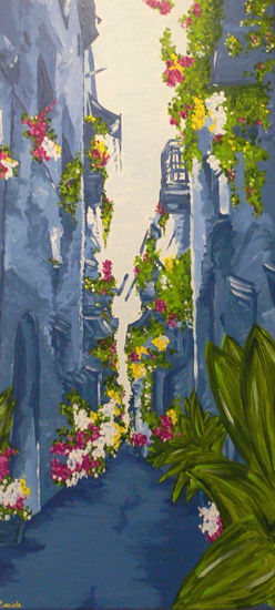 La Calle de las Flores Acrylic Canvas Landscaping