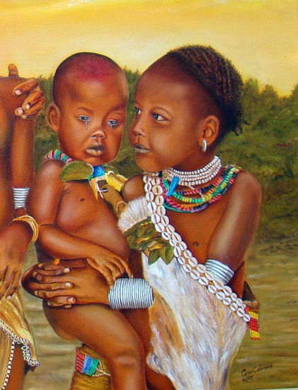 detalle de familia de negritas 1 Oil Canvas Portrait