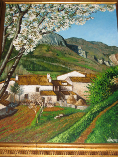 Cerezo en flor Óleo Lienzo Paisaje