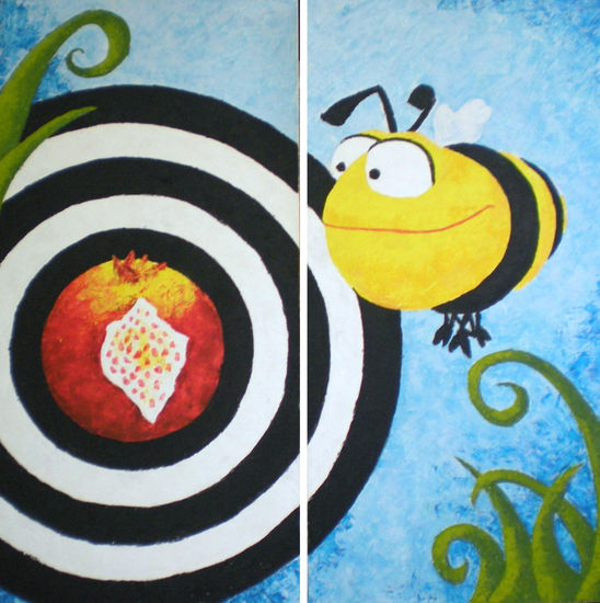 Vuelo de una abeja alrededor de una granada Wax Panel Others