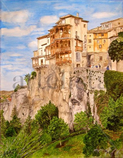 Casas Colgadas de Cuenca 2011. Acuarela 41x32 cm. Oil Canvas Landscaping