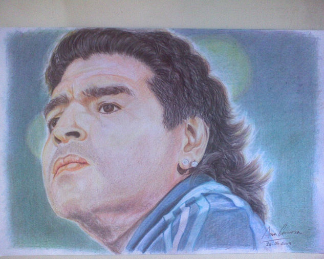 Diego Maradona Charcoal