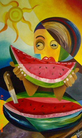 watermelon and girl Oil Canvas Figure Painting