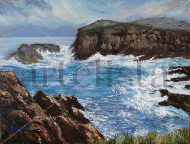 A Meirás Oil Canvas Marine Painting