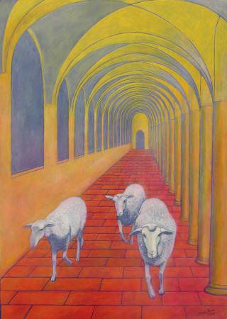 Tres ovejas de Dios Oil Canvas Animals