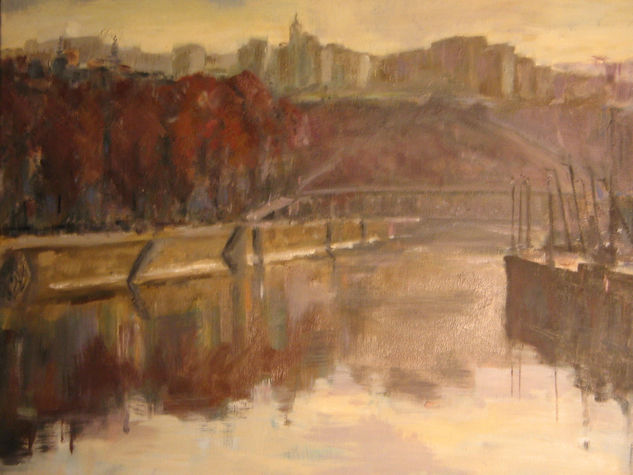 La ría de Bilbao y al fondo Begoña Oil Canvas Landscaping