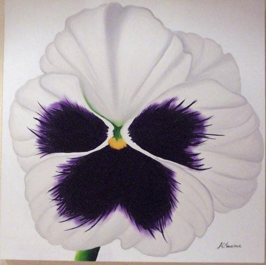 Pensamiento blanco I Oil Canvas Floral Painting