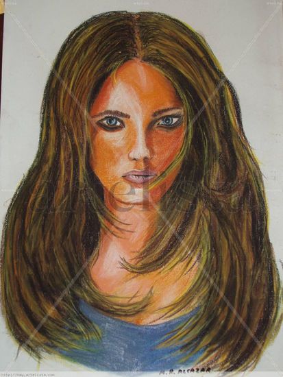 Retrato de Mujer Joven Pastel Paper Portrait