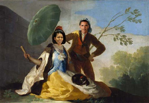 Goya y los Obama Retrato Color (Digital)