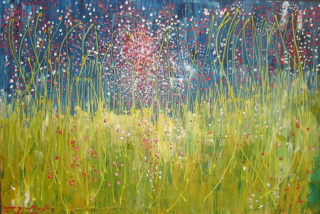 campo, flores y noche