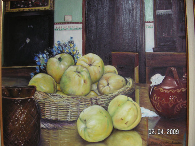 MEMBRILLOS Y BOTIJO Oil Canvas Still Life Paintings