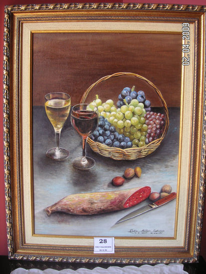 VINO Y SALCHICHON Oil Canvas Landscaping