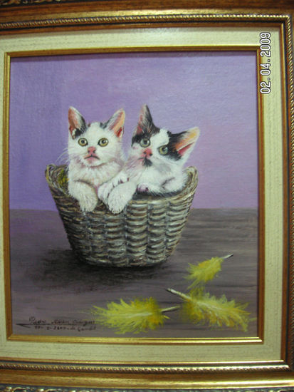 CANASTA DE GATOS Oil Canvas Animals