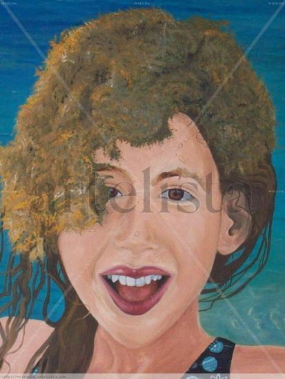 Niña con algas Oil Canvas Portrait