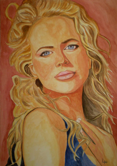 Nicole Kidman Watercolour Paper Portrait