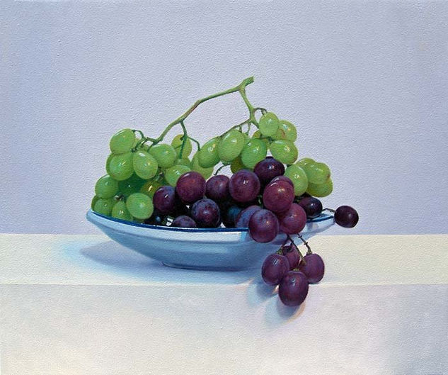 plato con uvas Oil Canvas Still Life Paintings