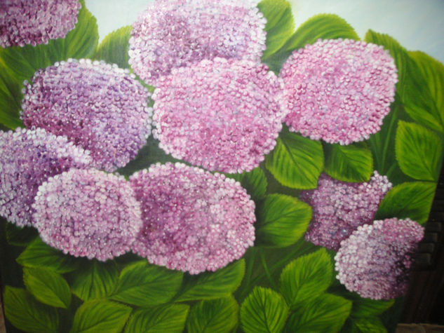 Abundancia(hortencias) Oil Canvas Floral Painting