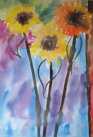 TALLOS Watercolour Card Floral Painting