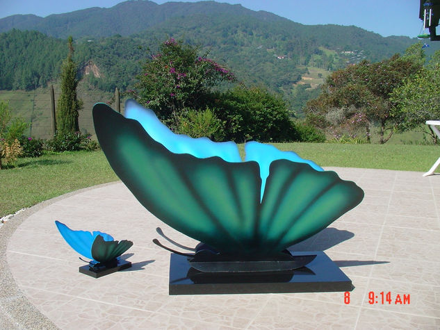 mariposas azules Metal Figurative