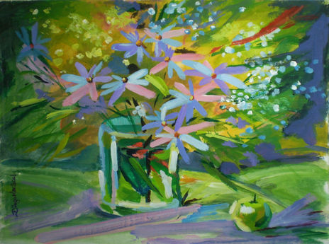 Flores con manzana