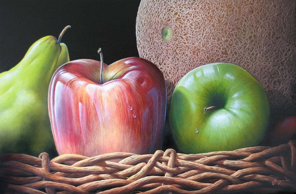 Frutas en canasto Oil Canvas Still Life Paintings