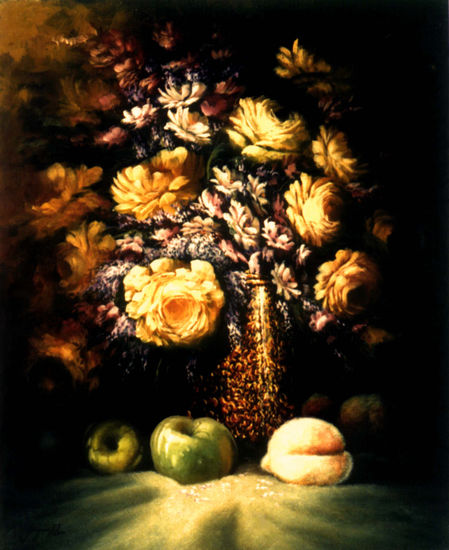 Flores con frutas Oil Canvas Floral Painting