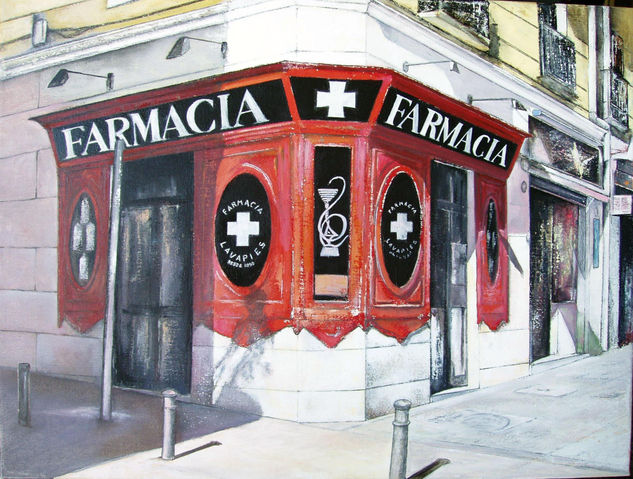 Farmacia de Lavapiés-Madrid Óleo Lienzo Paisaje