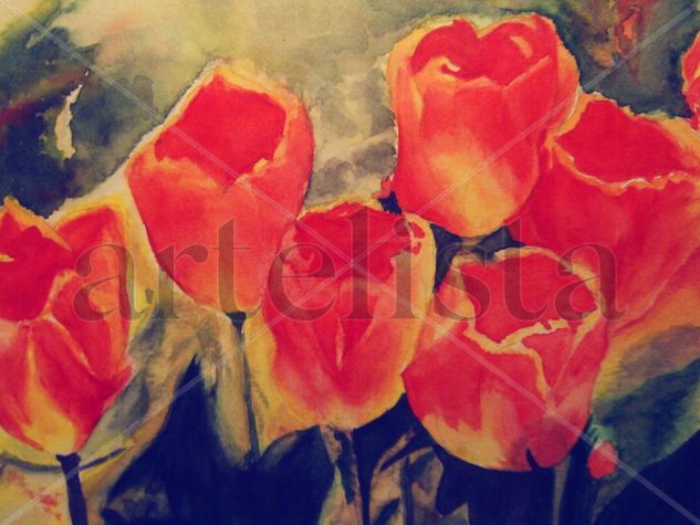 Tulipanes Watercolour Paper Floral Painting