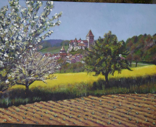 Primavera. Oil Panel Landscaping