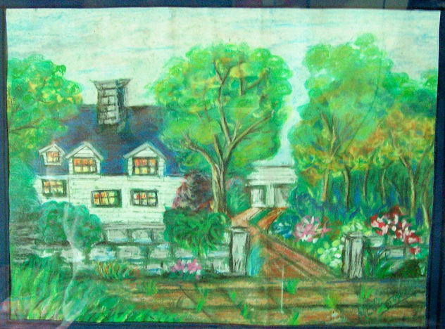 caserón de techo azul