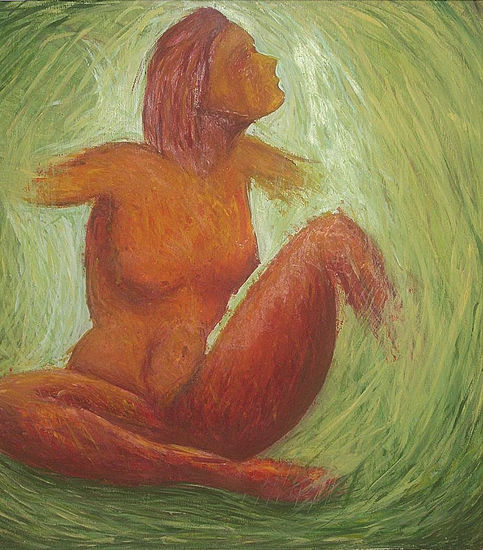 rojo y verde Óleo Tabla Desnudos