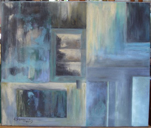 abstracto azul Oil Canvas Others