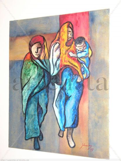 Buscando Esperanza Mixed media Canvas Figure Painting