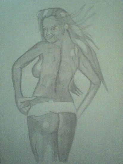 Desnudo,con brazos en jarra. Graphite