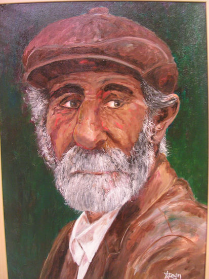 Anciano Acrílico Lienzo Retrato