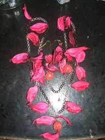 Collar + aros rosa