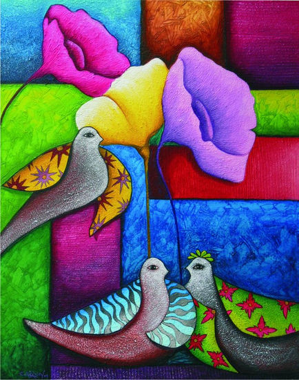 "Florecieron en mi tierra" Acrylic Canvas Animals