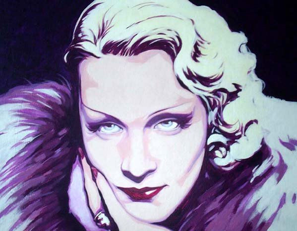 Marlene Dietrich Acuarela Cartulina Retrato