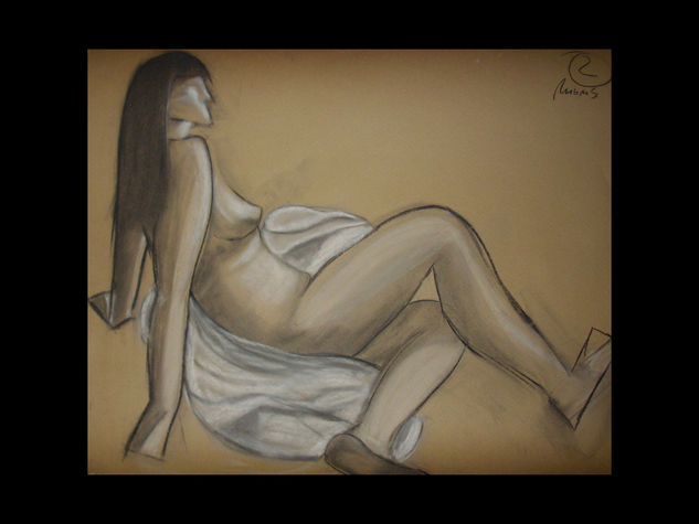 TOMANDO EL SOL Pencil (Black) Paper Nude Paintings