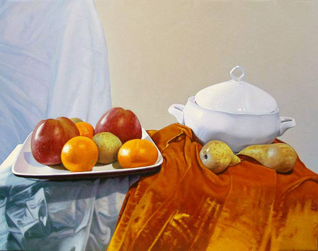 plato con frutas Oil Canvas Still Life Paintings