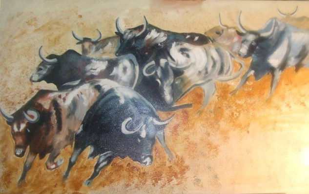 TOROS BRAVOS Óleo Lienzo Animales