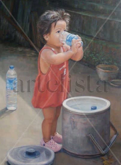 Aqua Oil Canvas Figure Painting