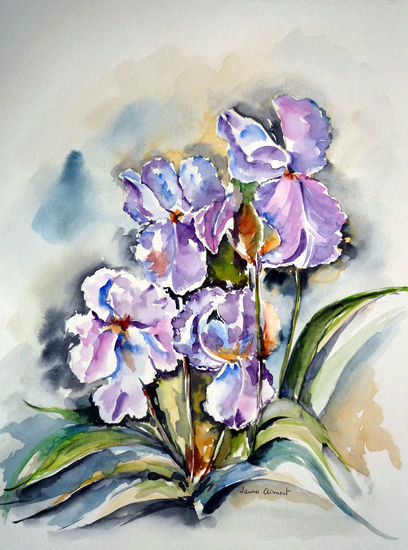 "Iris" Watercolour Paper Floral Painting