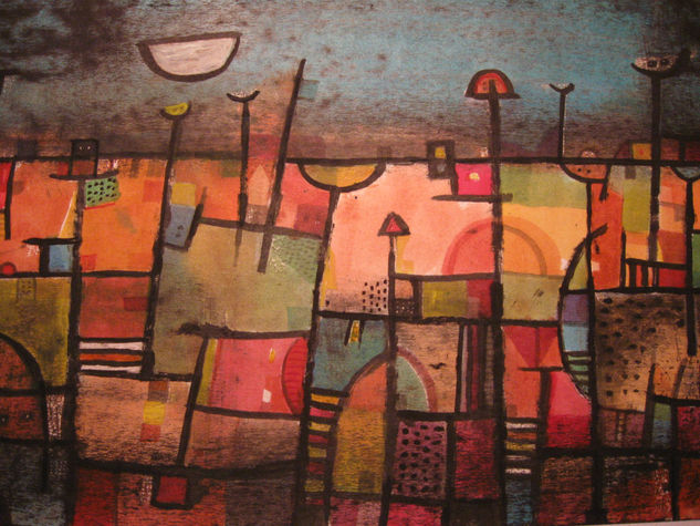 paisaje nocturno Mixed media Paper Landscaping