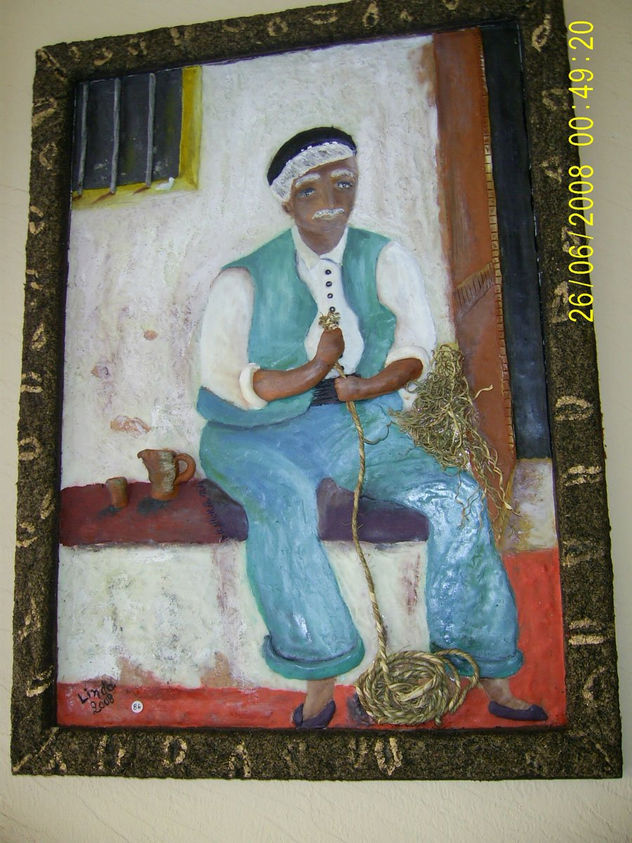 viejo tejiendo