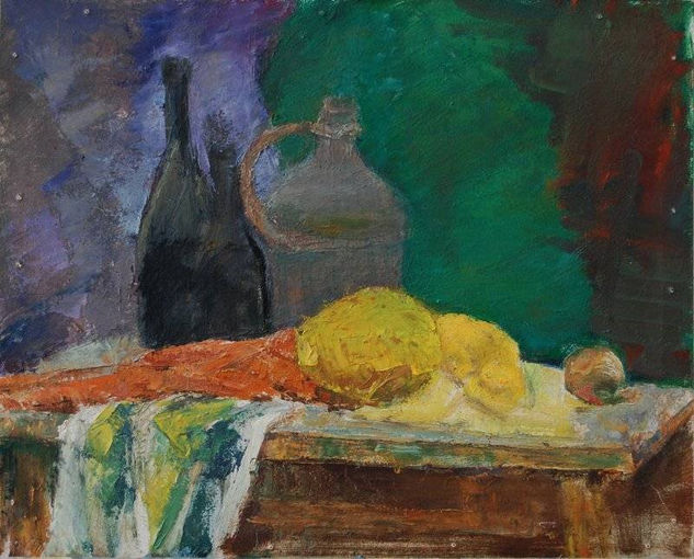 Bodegón con mesa Oil Panel Still Life Paintings