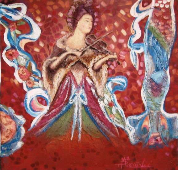 Dama del violí Mixed media Canvas Figure Painting