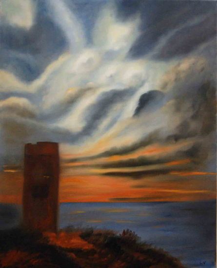 Anochecer en la Torre del Puerco Oil Canvas Landscaping