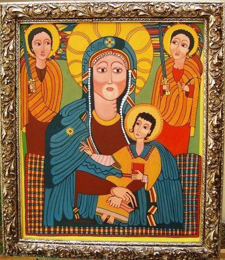 MADONNA ETIOPE Oil Canvas Figure Painting